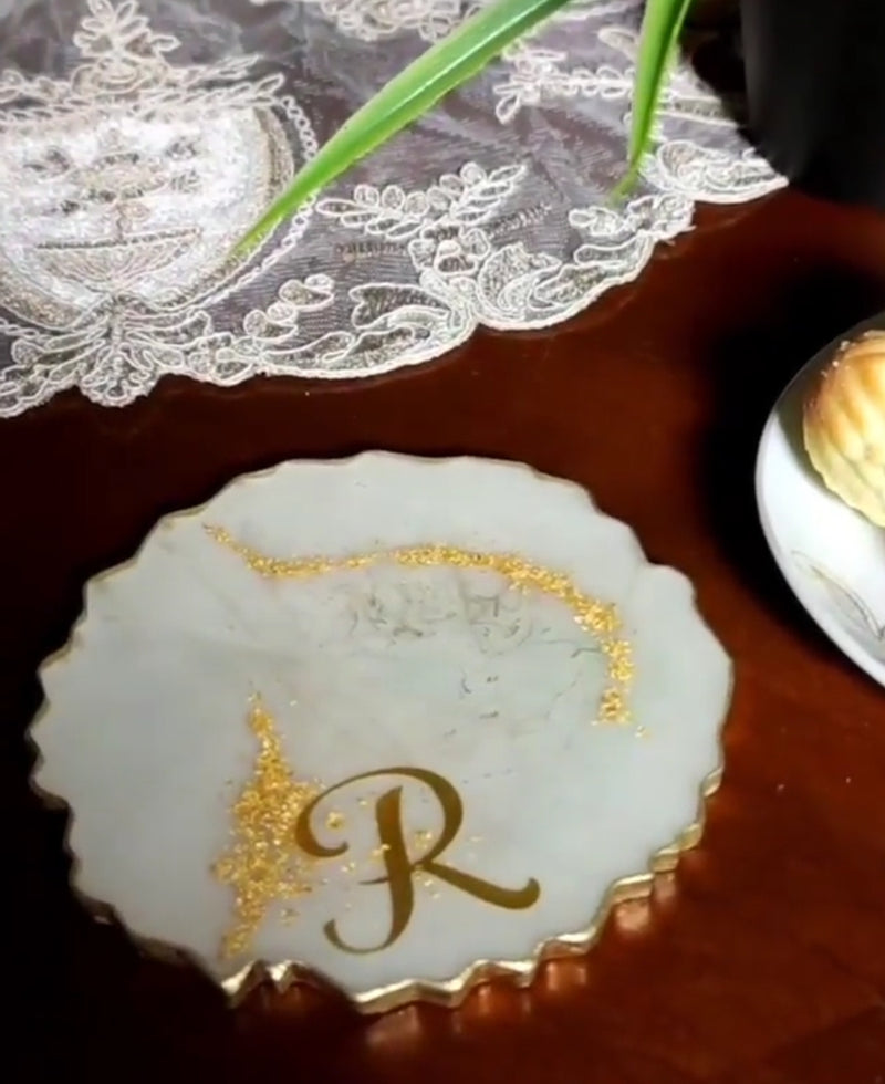 Resin Coaster Marble White